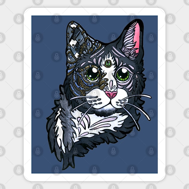 Steampunk Cat Magnet by emmakin.art@gmail.com